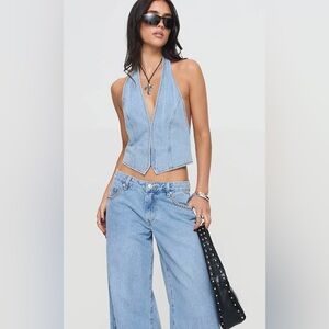 Lioness Light Blue Denim Halter Vest